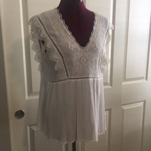 Adiva White Flowy Rayon top